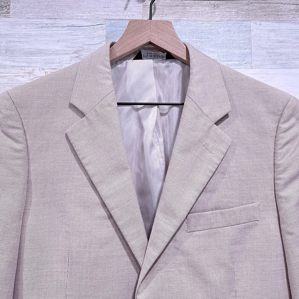 Jos A Bank Cotton Wool Blend Summer Suit Beige Mens 38S 32W Pleated Pants